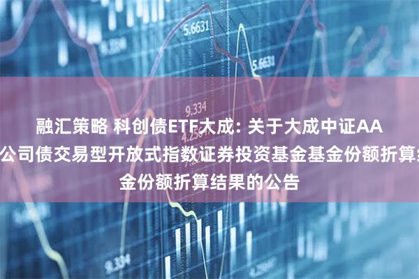 融汇策略 科创债ETF大成: 关于大成中证AAA科技创新公司债交易型开放式指数证券投资基金基金份额折算结果的公告