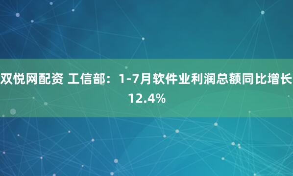 双悦网配资 工信部：1-7月软件业利润总额同比增长12.4%